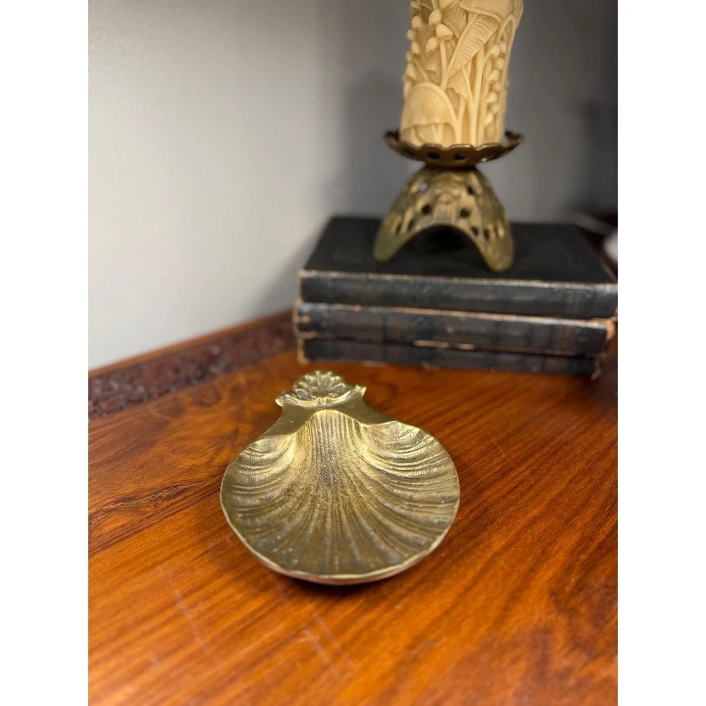 Vintage Brass Shell Trinket Dish